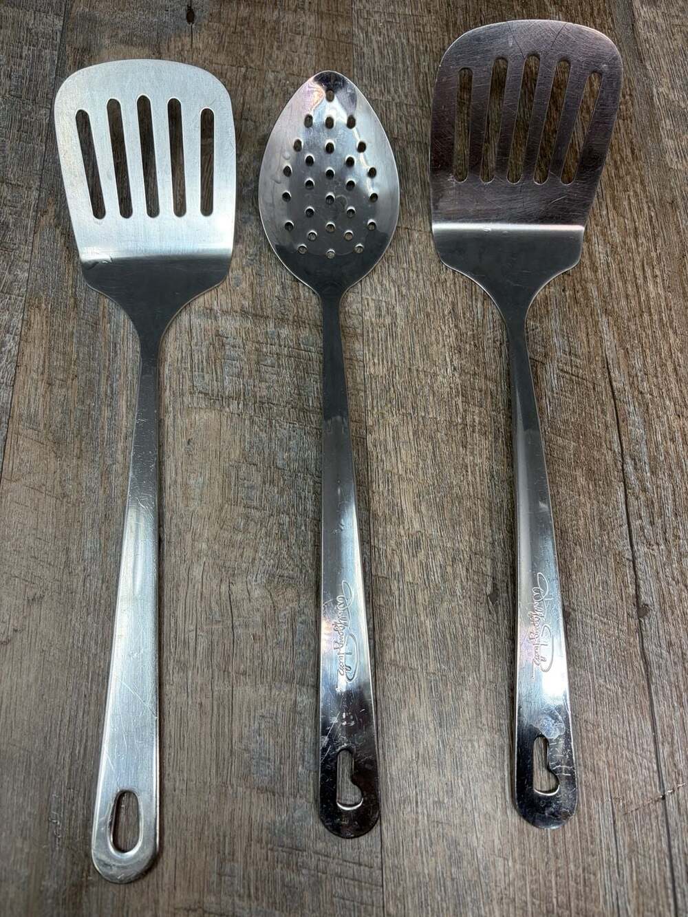 Wolfgang Puck Stainless Steel Utensil Set Lot of 3 Heavy Duty Spatulas & Spoon